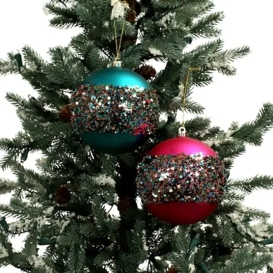 2 Pack 4.7" Jewels & Jolly Sequin Stripe Shatterproof Ball Ornaments by Ashland&reg; {3}