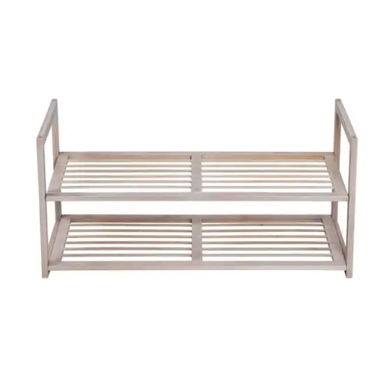 Honey Can Do White Wash 2-Tier Stackable Bamboo Shoe Rack {10}