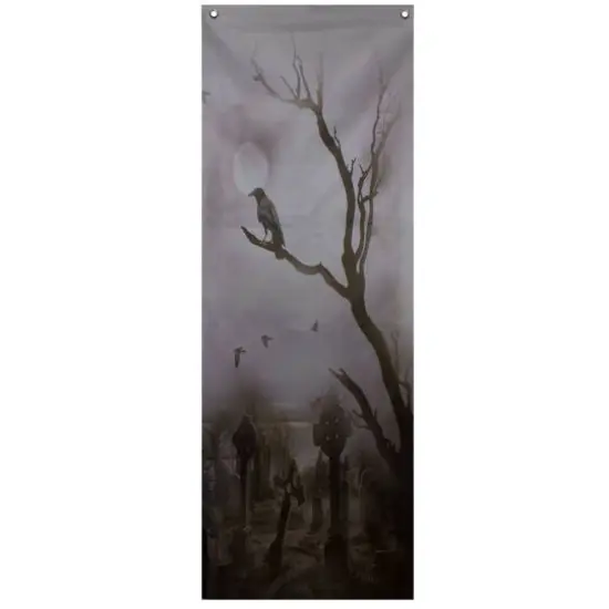 71" Dark Gray Graveyard Scene Halloween Door Decoration {1}