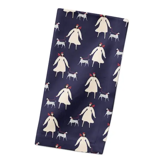 French Woman and Dog 10" x 10" Cotton Twill Napkin {3}