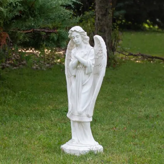 30" Ivory Angel with Arms Folded Outdoor Garden Statue {3}