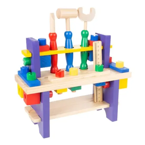 Toy Time Kids Wood Tabletop Workbench & Tool Set {1}