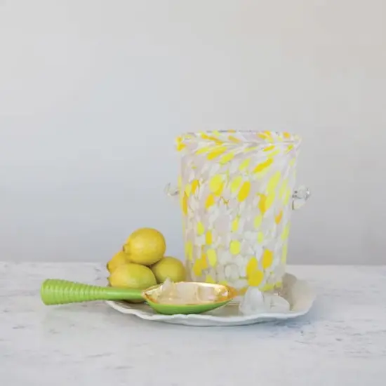 Hello Honey Enameled Aluminum Scoop with Ribbed Handle, Gold Finish and Green {3}