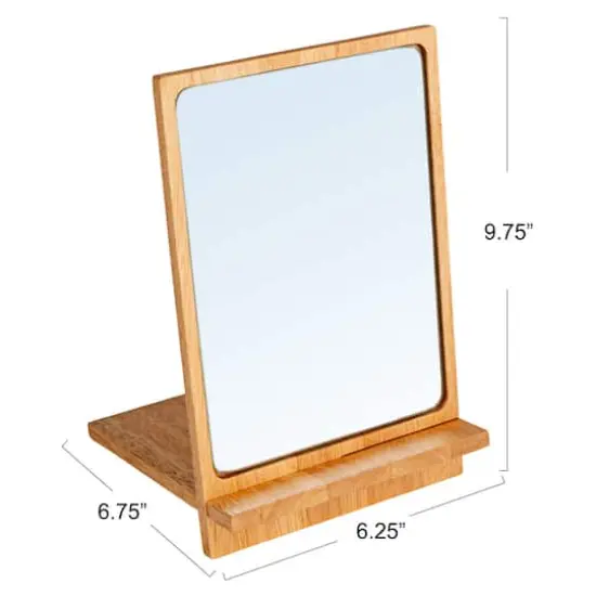 Hello Honey&reg; 9.75" Natural Rubberwood Reflections Desk Mirror {5}