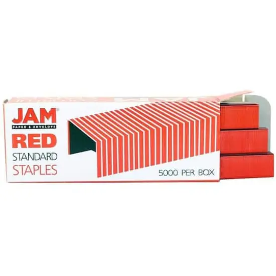 JAM Paper Desk Stapler & Staples Set Gray/Red {6}