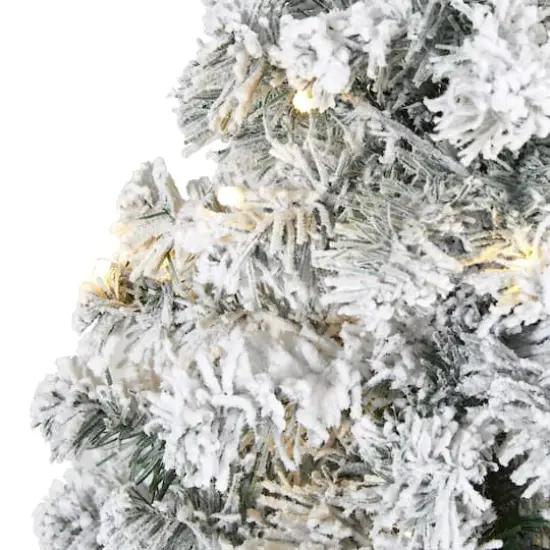 3ft. Pre-Lit Flocked Rock Springs Spruce Artificial Christmas Tree, Clear LED Lights {4}