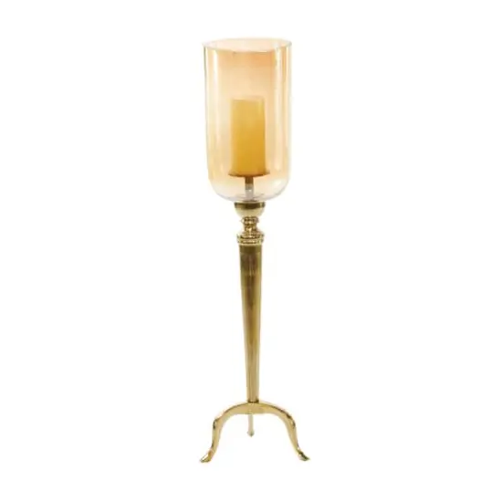 34" Gold Aluminum & Glass Traditional Candlestick Holder {1}