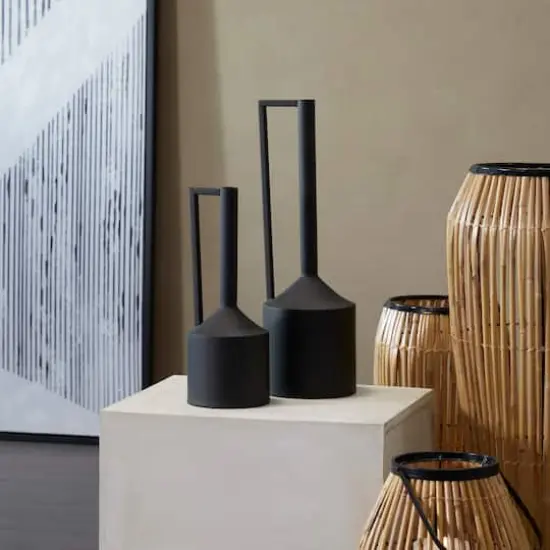 CosmoLiving by Cosmopolitan Black Metal Vase with Handles Set of 2 22", 16" {7}
