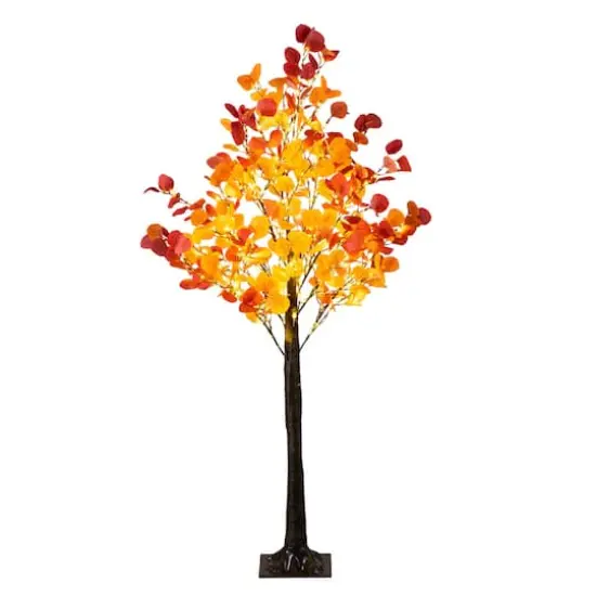 5ft. Pre-Lit Bright Autumn Eucalyptus Artificial Fall Tree with 300 Warm White LED Lights {1}