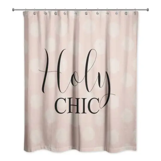 Holy Chic Polka Dots Shower Curtain Cream/Pink {1}