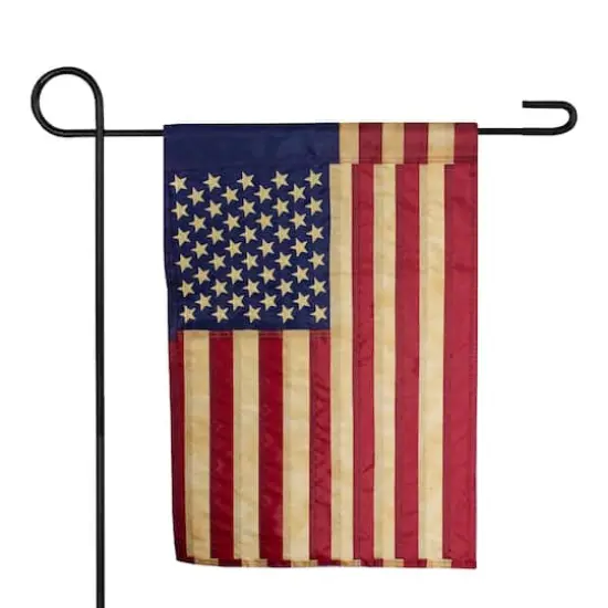 18" Embroidered Tea-Stained American Garden Flag {4}