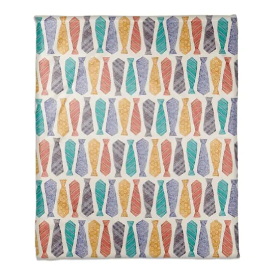 Colorful Tie Pattern Coral Fleece Blanket {1}