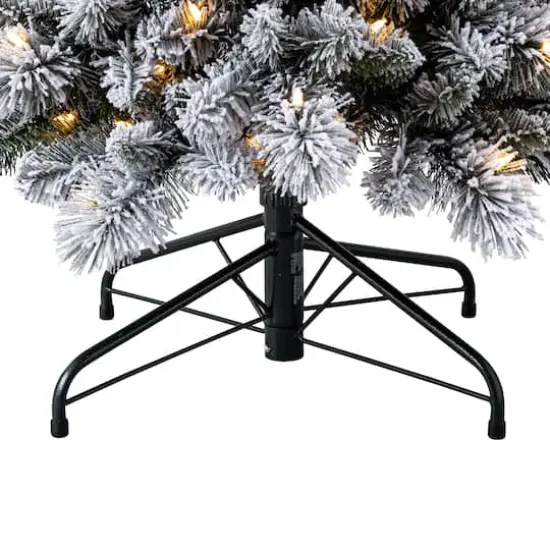 7ft. Pre-Lit Flocked Slim Artificial Christmas Tree, Warm White Twinkle LED Lights by Ashland&reg; {6}