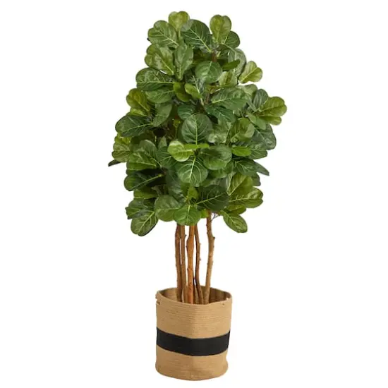 5ft. Fiddle Leaf Fig Artificial Tree in Handmade Natural Cotton Planter {1}