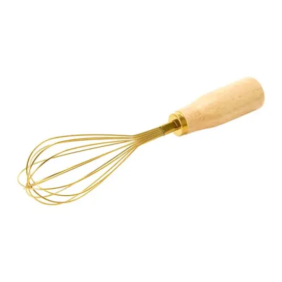 Hello Honey® Gold Standing Stainless Steel Whisk with Wood Handle {3}