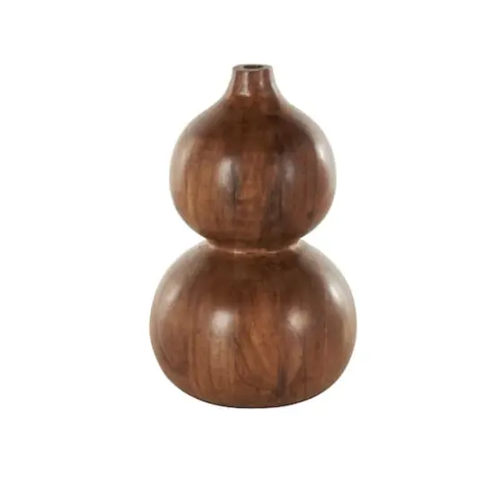 11" Brown Wood Bubble Vase with Natural Wood Grains {3}