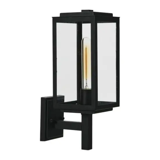 Hello Honey&reg; Robert Stevenson Lighting Addison 17" Textured Black Metal & Glass Outdoor Light {6}