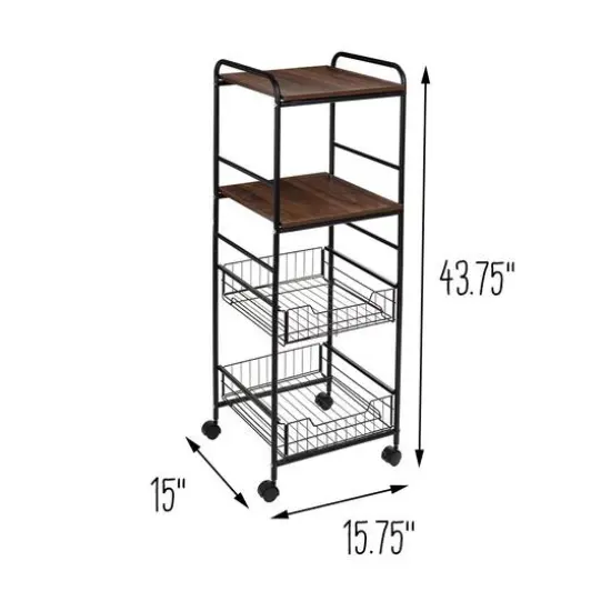 Honey Can Do Black 4-Tier Rolling Cart {12}