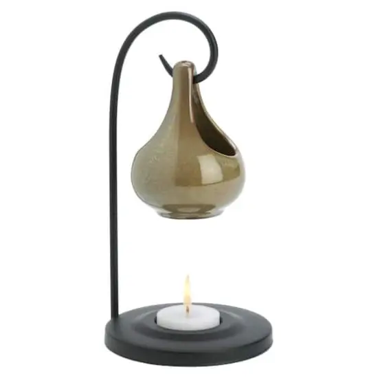 8" Earth Tone Porcelain Tear Drop Candle Oil Warmer {1}