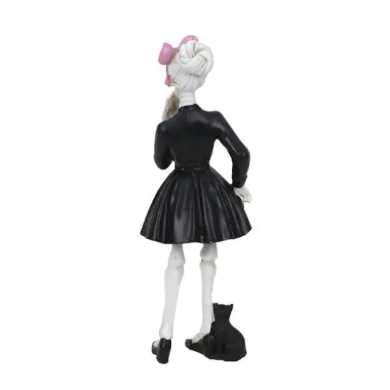 8.5" Skeleton in Black Dress with Cat Tabletop D&eacute;cor by Ashland&reg; {3}