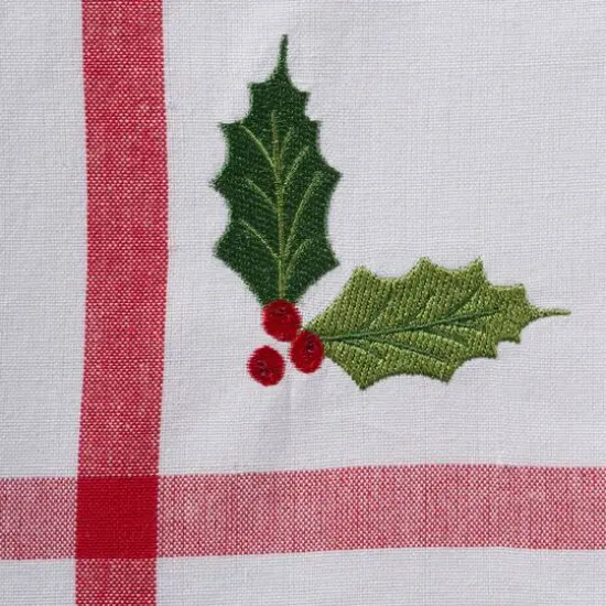 DII&reg; Red & White Stripe Holly & Mistletoe Holiday Embroidered Dishtowel Set {9}