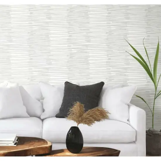 RoomMates Burundi Thatch Peel & Stick Wallpaper White/Gray {4}