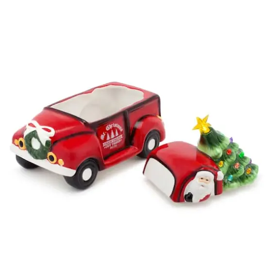 Red Truck Cookie Jar with Lit Green Tree {3}