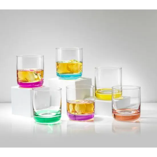 JoyJolt® 10oz. Hue Colored Double Old Fashion Whiskey Glass Tumblers, 6ct. {6}