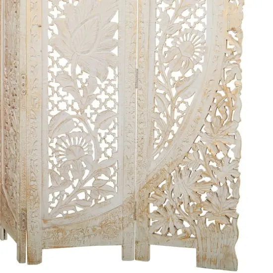 White Mango Wood Eclectic Room Divider Screen, 72 " x 60 " x 2 " {6}