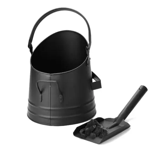 Mind Reader Small Black Fireplace Bucket With Shovel {1}