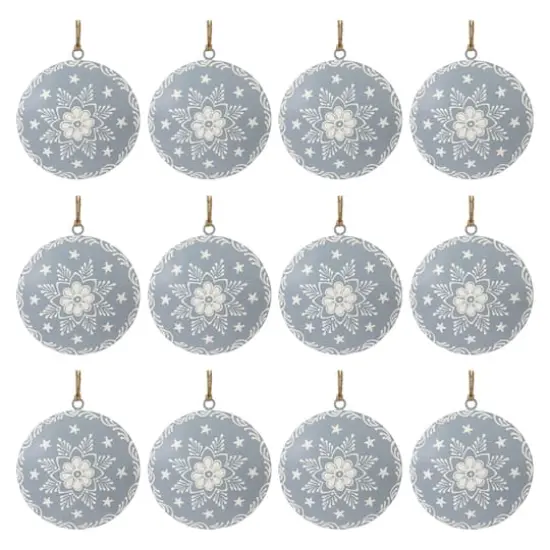 4.5" Metal Snowflake Disc Ornaments, 12ct. {1}