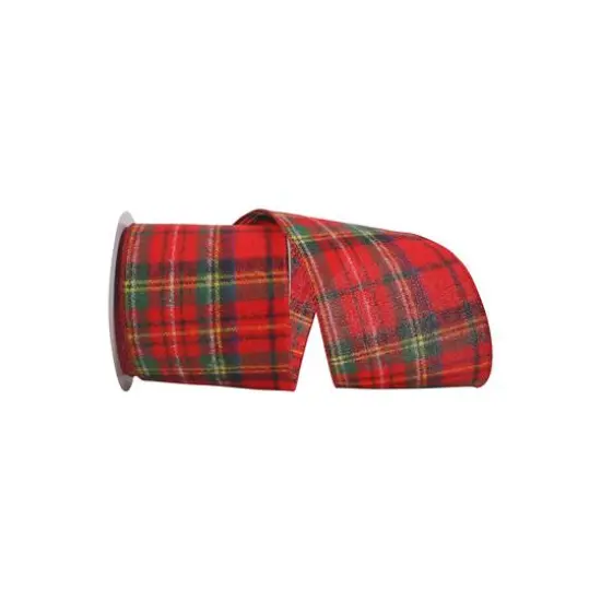 JAM Paper 4" x 10yd. Flannel Wired Edge Brodick Plaid Ribbon {1}