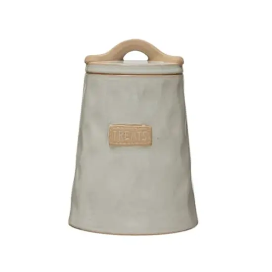 Hello Honey&reg; 9" White Stoneware Pet Treat Canister with Lid {1}