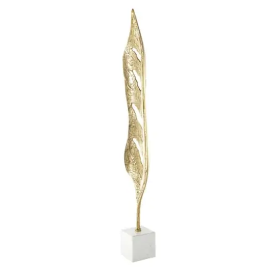 43" Gold Metal Leaf Tall Textured Cutout Sculpture {9}