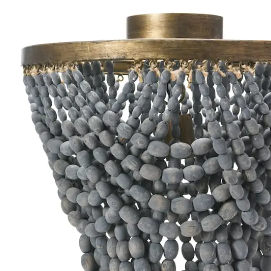 Hello Honey® 2-Tier Draped Wood Bead Semi-Flush Mount Ceiling Light Light Gray {9}