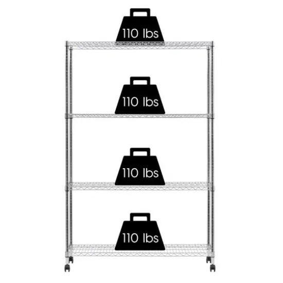 Iris&reg; 73.5" Silver 4-Tier Rolling Wire Rack Shelf {8}