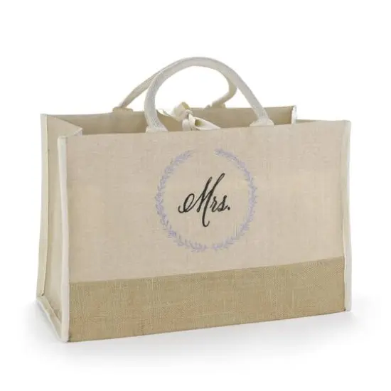 Hortense B. Hewitt Co. Rustic Wreath Mrs. Jute Tote Bag {1}