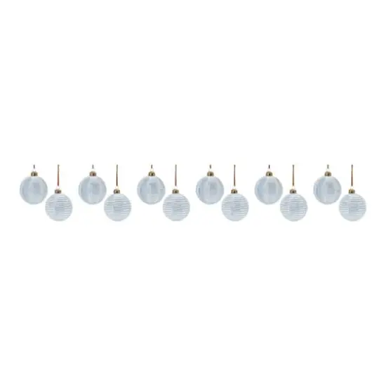 3" Ribbed Blue & White Glass Ball Ornament Set {1}
