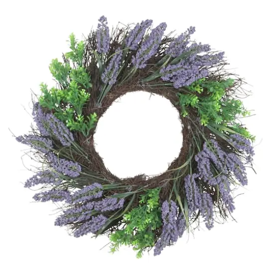 22" Lavender & Boxwood Wreath {1}