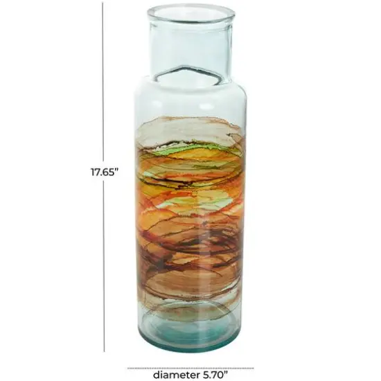 18" Multicolor Swirl Glass Vase {9}