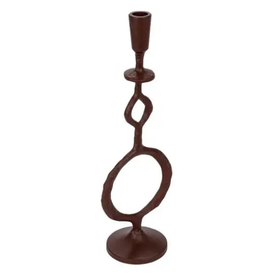 Hello Honey&reg; 15" Brown Decorative Cast Metal Taper Candle Holder {1}