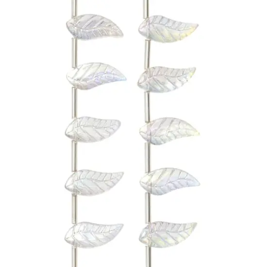 Clear Aurora Borealis Glass Leaf Beads, 17mm by Bead Landing&trade; {1}