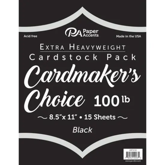 PA Paper&trade; Accents 100 lb. Cardmakers Choice 8.5" x 11" Cardstock, 15 Sheets Black {1}