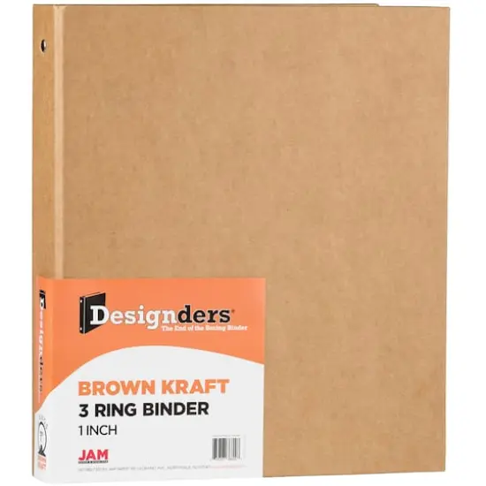 JAM Paper Designders&reg; 1" Brown Kraft 3 Metal Ring Binder {1}