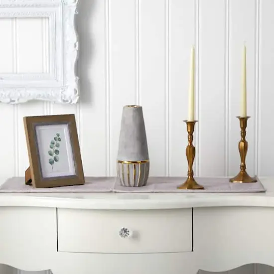 10" Regal Stone Decorative Vase with Gold Accents {4}