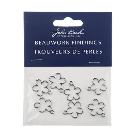 John Bead 17mm Silver Cherry Blossom Beadwork Pendants, 7ct. {5}