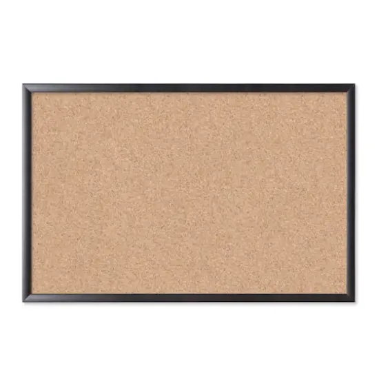 U Brands&trade; Black 36'' x 24'' MDF Framed Cork Bulletin Board {1}