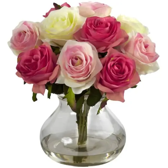 11" Pastel Rose Arrangement in Vase {1}