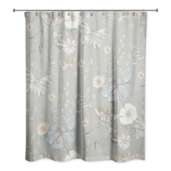Butterflies Shower Curtain Green {1}
