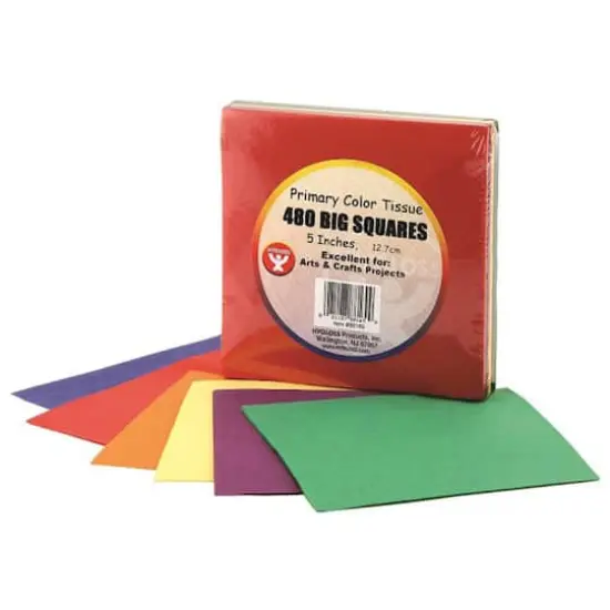 Hygloss 5" Primary Color Tissue Squares, 3 Packs of 480 {3}